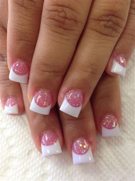 pink and white acrylic nail designs